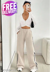 Striped cotton blend printed net trousers for women and girls - High loose bellbottom style